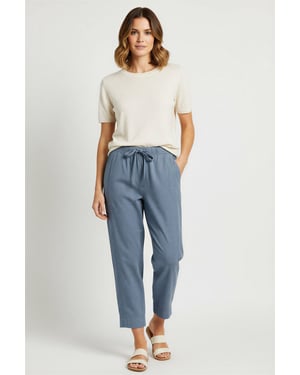 Tencel Crop Trousers Elasticated Waist