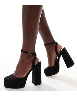 ASOS DESIGN Wide Fit Pressure platform high heeled shoes in black