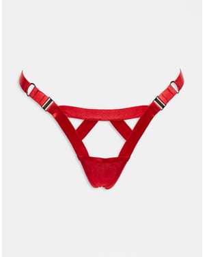 Bluebella Ariana thong with strapping details in red