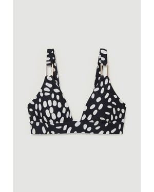 Polka Dot Print Plunge Bikini Top