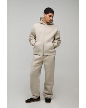 Oversized Boxy Bonded Scuba Zip Through Hooded Tracksuit