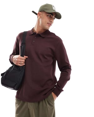 ONLY & SONS relaxed fit long sleeve polo sweater in burgundy