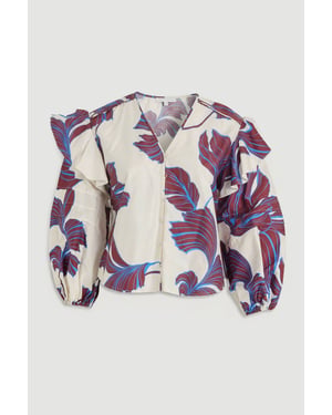 Plus Size Graphic Floral Cotton Sateen Woven Shirt