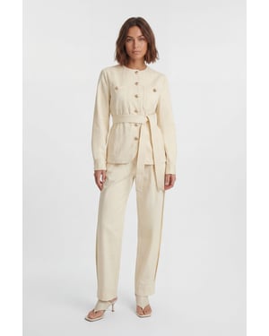 Cotton Utility Button Detail Tie Waist Shirt