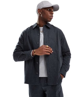 ONLY & SONS long sleeve flannel shirt co-ord in charcoal
