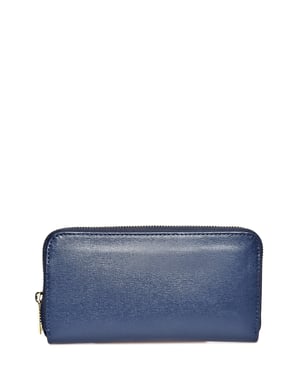 Luisa Vannini Blauw Rundleer Portemonnee