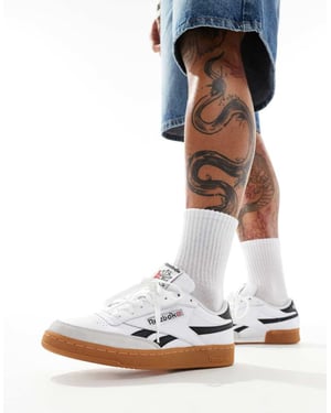 Reebok Club C Revenge Vintage trainers in white and black with gum sole