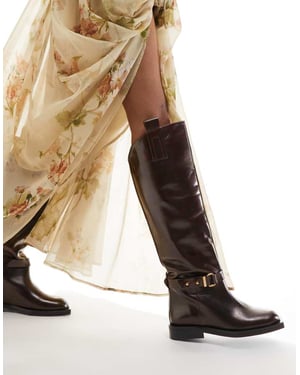 ASOS EDITION premium leather over the knee riding boots in brown