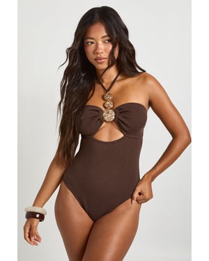 Gold Trim Halterneck Swimsuit