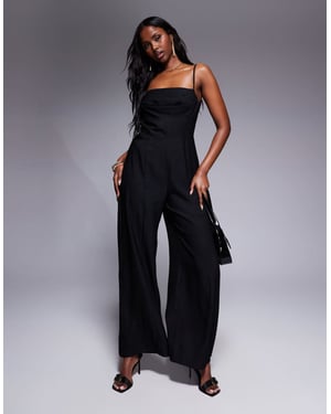 ASOS DESIGN corset detail structured jumpsuit in black