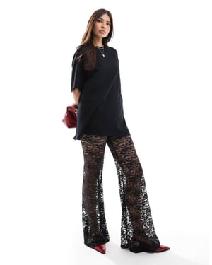ASOS DESIGN 2 in 1 t-shirt and lace jumpsuit in black