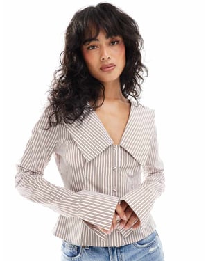 ASOS DESIGN poplin fitted collar shirt in pink stripe