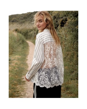 Summum 2s3364-12437 122 blouse stripe lace mix ivory