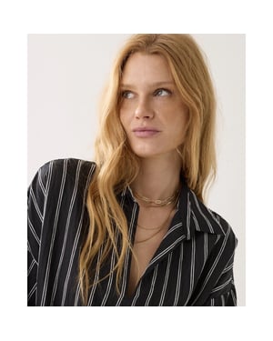 Summum 2s3420-12389 985 top chenille stripe blackivory