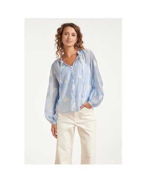 Smashed Lemon Luchtige boho-blouse met geborduurde print |