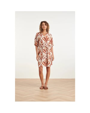 Smashed Lemon Tuniekjurk met flare-mouwen en retro print |
