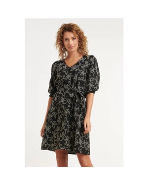 Smashed Lemon Elegante jurk met verfijnde bloem print en tailleceintuur |