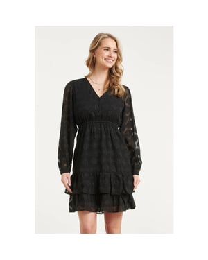 Smashed Lemon Zwarte jurk met v-hals en geometrische lurex details |