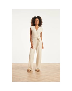 Smashed Lemon Jumpsuit met structuur en tailleceintuur |