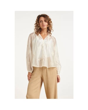 Smashed Lemon Luchtige boho-blouse met geborduurde print |