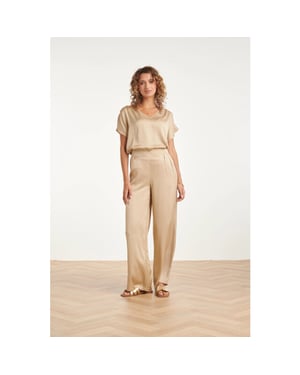 Smashed Lemon Wide leg pantalon met satijn-glans |