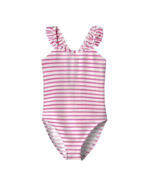 Name It Meisjes badpak nkfzippa roze/wit gestreept