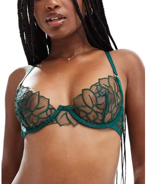 Bluebella Laurel wired bra with embroidered lace in green
