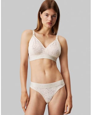 Calvin Klein Maternity Intrinsic CK logo unlined triangle plunge patterned bralette in white