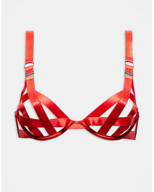 Bluebella Ariana wired bra with strapping details in red