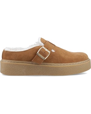 Hush Puppies Blanche Fur Womens Mules Sandals Tan