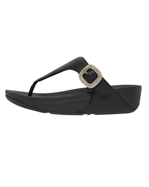 Fit Flop Dam/Lady Lulu sandaler i läder med strass och spänne (Svart)