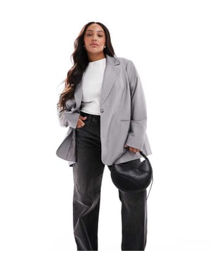 ASOS DESIGN Curve tailored relaxed blazer in grey