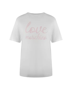 Love Moschino T-shirt Met Opvallend Roze Logo In Wit