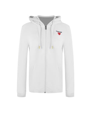 Love Moschino Small Bold Heart Logo White Zip Hoodie
