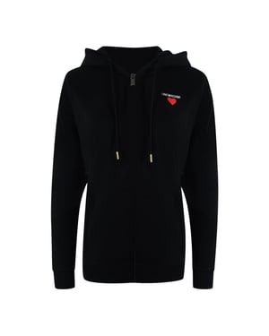 Love Moschino Small Bold Heart Logo Black Zip Hoodie