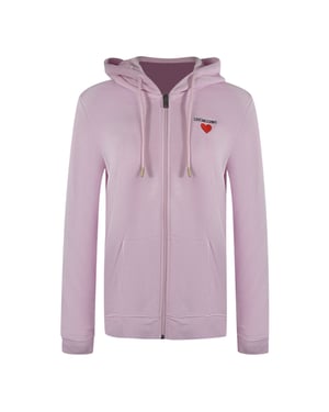 Love Moschino Small Heart Logo Zip Pink Hoodie
