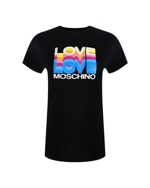 Love Moschino Gelaagd Logo Zwart T-shirt