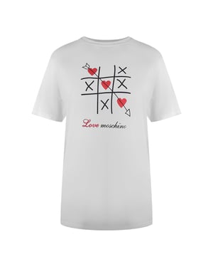 Love Moschino Tic-tac-toe-logotyp Vit T-shirt