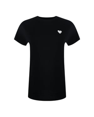 Love Moschino Liten Vit Hjärtformad Svart T-shirt