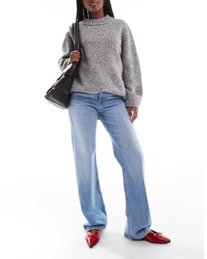 ONLY Maddie extra high waist dad jeans in light blue wash