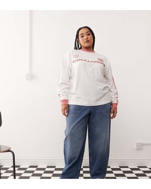 COLLUSION Plus track jeans in midwash - STONE