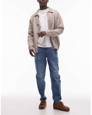 Topman stretch taper jeans in mid wash blue