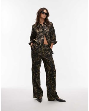 AllSaints Charli satin straight trousers in leopard print co-ord