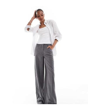 ASOS DESIGN Tall relaxed dad trousers with 5 pocket detail in grey stripe