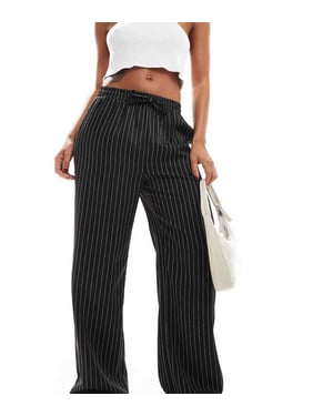 Reclaimed Vintage pull on relaxed trouser in black and white pinstripe
