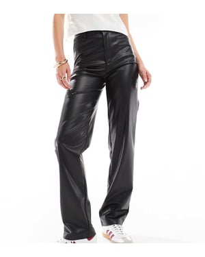 ASOS DESIGN Tall faux leather straight leg trousers in black