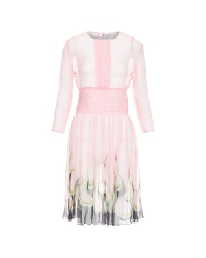 Prada sheer silk chiffon vlam knielange jurk