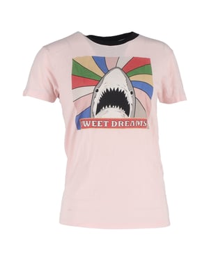 Saint Laurent T-shirt met haaienprint in roze katoen