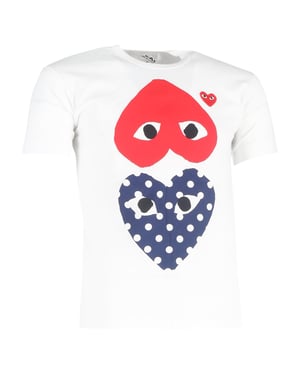 Comme Des Garcons Play Polka Dot Heart T-shirt in wit katoen