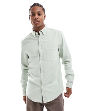 ASOS DESIGN brushed oxford regular shirt in sage green